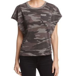 Splendid ruffle sleeve camo tee